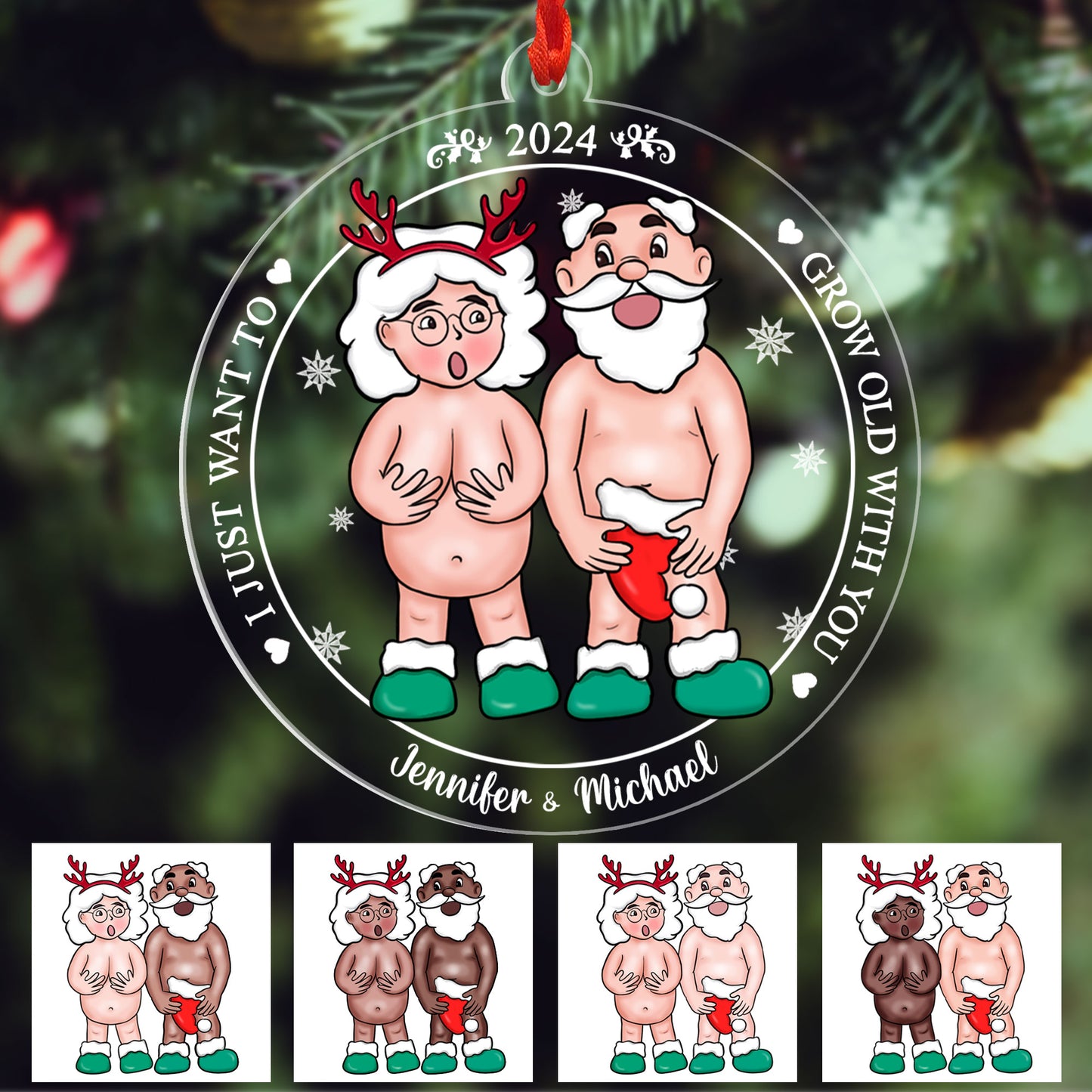 Personalized Funny Want To Grow Old Christmas Gift For Couple Ornament