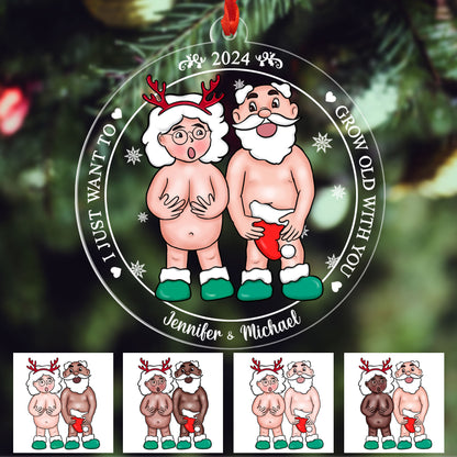 Personalized Funny Want To Grow Old Christmas Gift For Couple Ornament