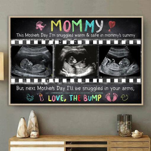 Personalized Mother's Day Gift For Expecting Mom Ultrasound Photo In Mommy's Tummy Poster