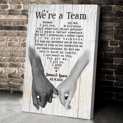 Personalized Pinky Swear We're Team 2 Canvas Anniversary Couple Gift