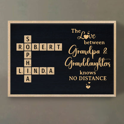 Grandpa & Granddaughter No Distance Crossword Puzzle Personalized Poster For Grandpa For Granddaughter