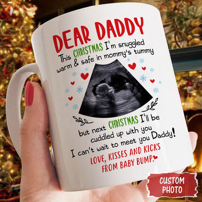 Personalized Christmas Gift For Dad To Be Cant Wait To Meet You Mug