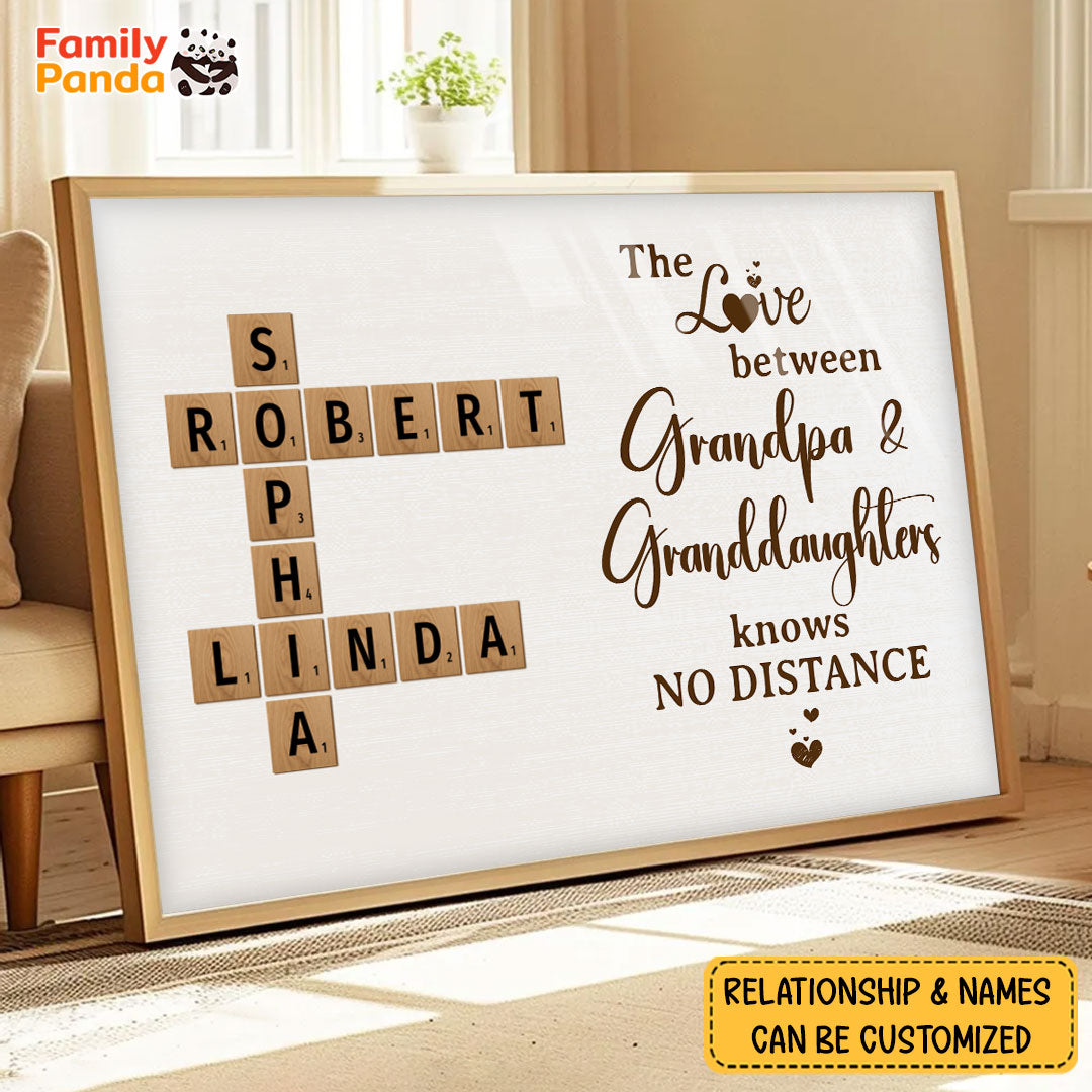 Grandpa & Granddaughter No Distance Crossword Puzzle Personalized Poster For Grandpa For Granddaughter