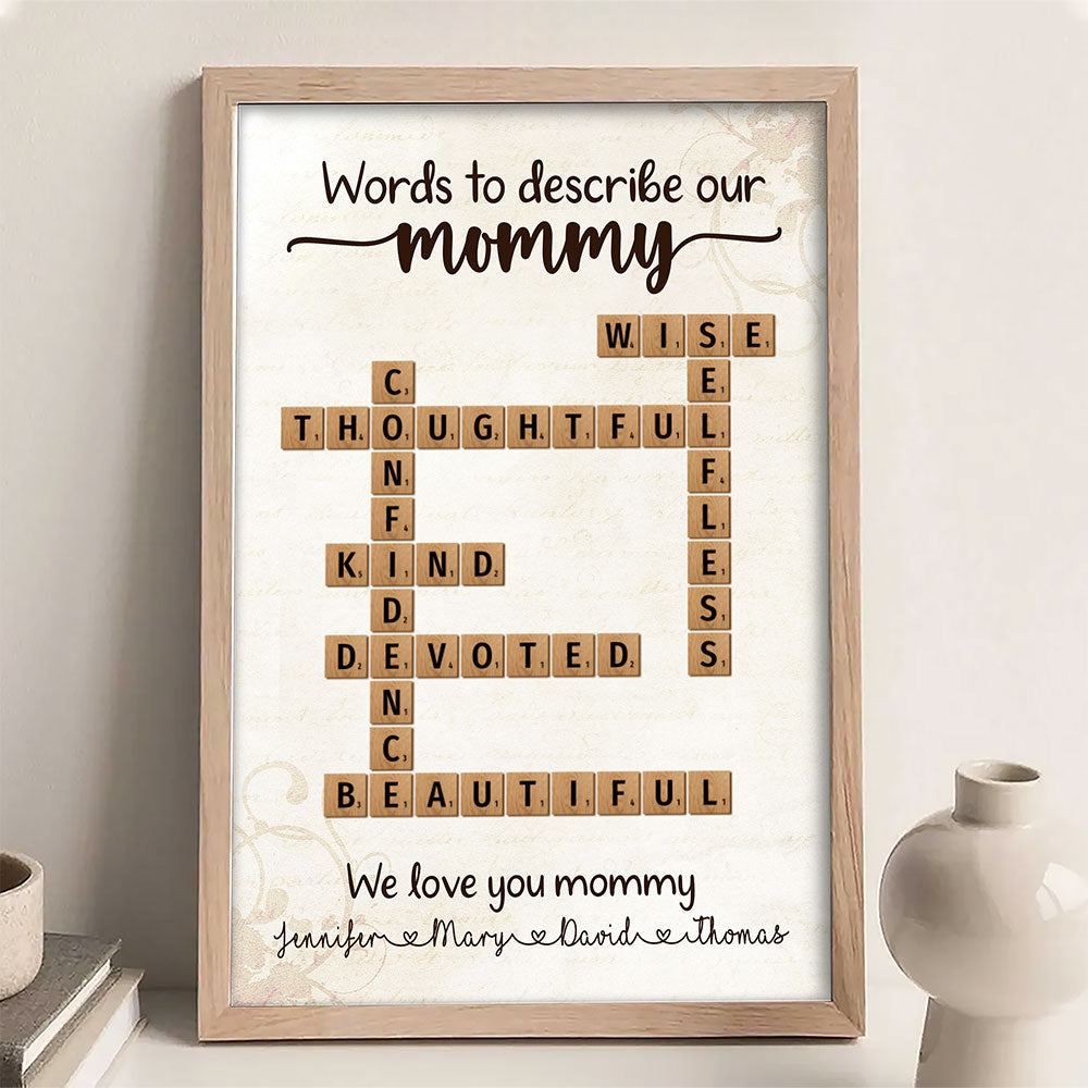 Words To Describe Mommy Crossword Poster Personalized Gift For Mom