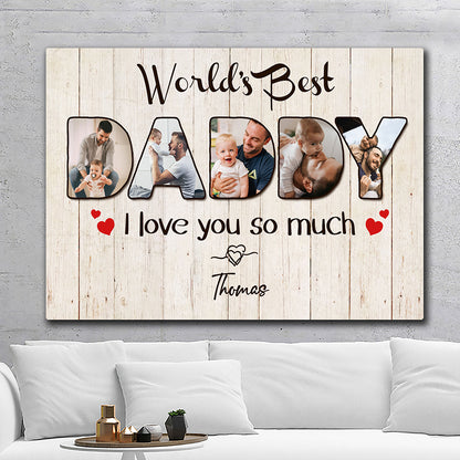 World's Best Daddy Personalized Photo Canvas Gift For Dad