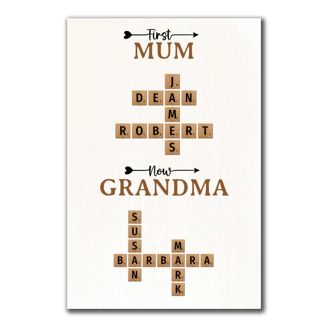 Now Grandma Crossword Puzzle Poster Personalized Gift For Grandma