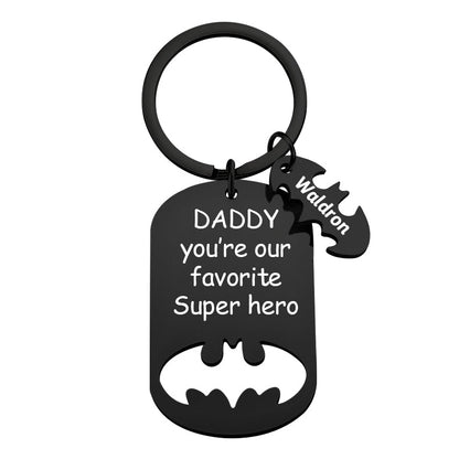 Superhero Daddy Keychain with Kids Names, Personalized Gift for Dad