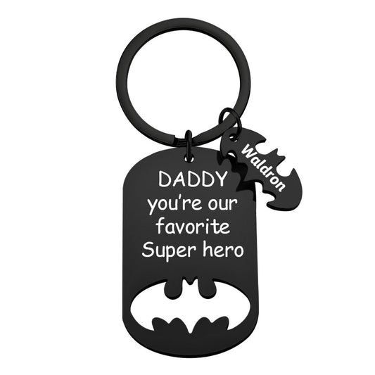 Superhero Daddy Keychain with Kids Names, Personalized Gift for Dad