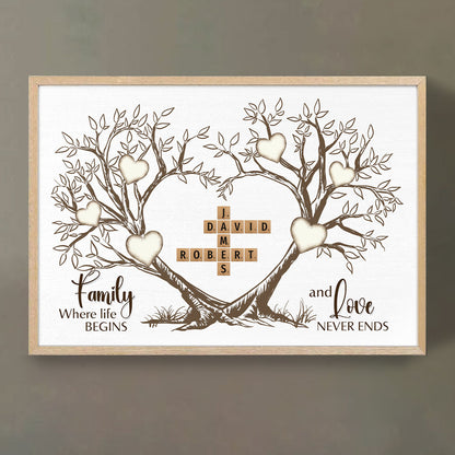 Love Never Ends Crossword Puzzle Poster Personalized Gift For Family