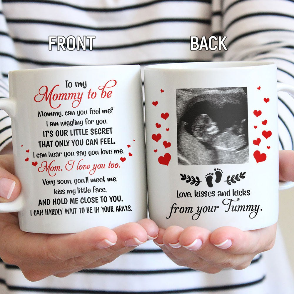 Personalized Can You Feel Me Mug Gift For Mom To Be