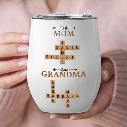 Now Grandma Crossword Puzzle Wine Tumbler Personalized Gift For Grandma