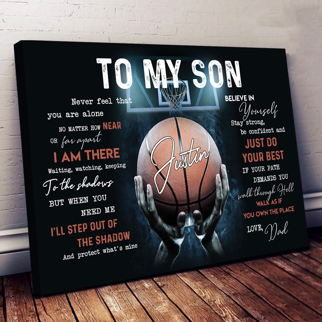 Personalized Basketball Gift To My Son From Dad Canvas Gift For Son