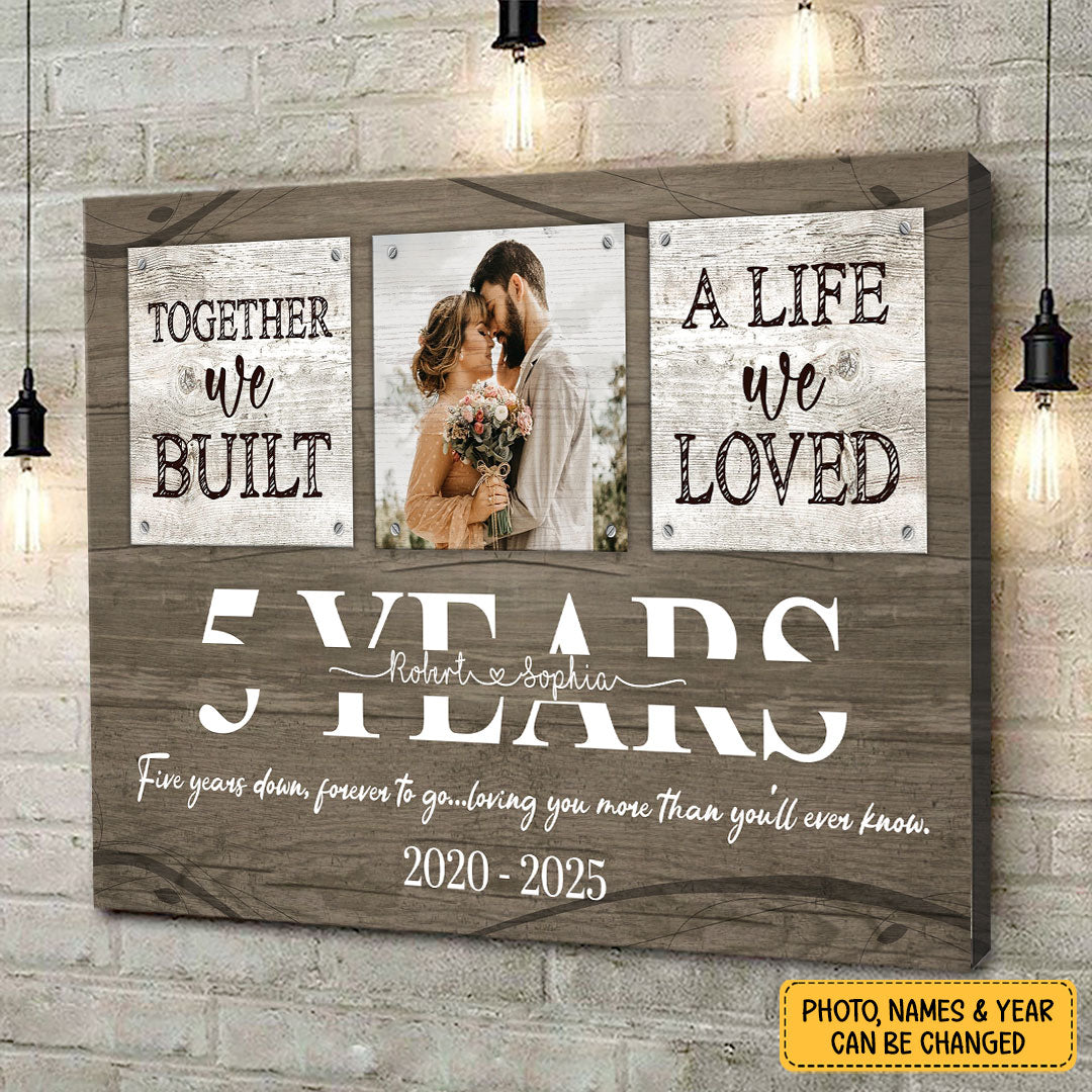 5 Years Together Canvas Personalized Anniversary Gift For Her For Him