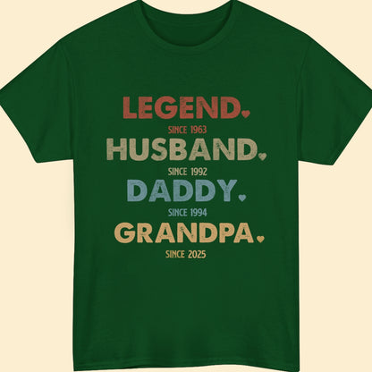 Grandpa Legend Husband Daddy Vintage Personalized Shirt
