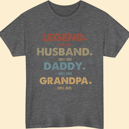 Grandpa Legend Husband Daddy Vintage Personalized Shirt