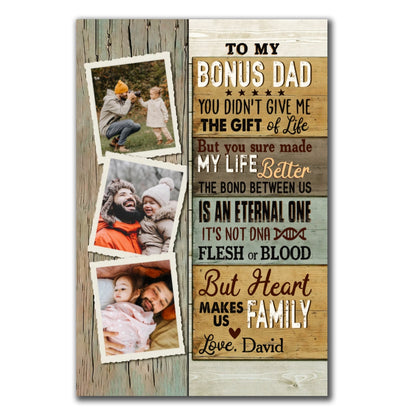 To My Bonus Dad Canvas Personalized Gift For Dad