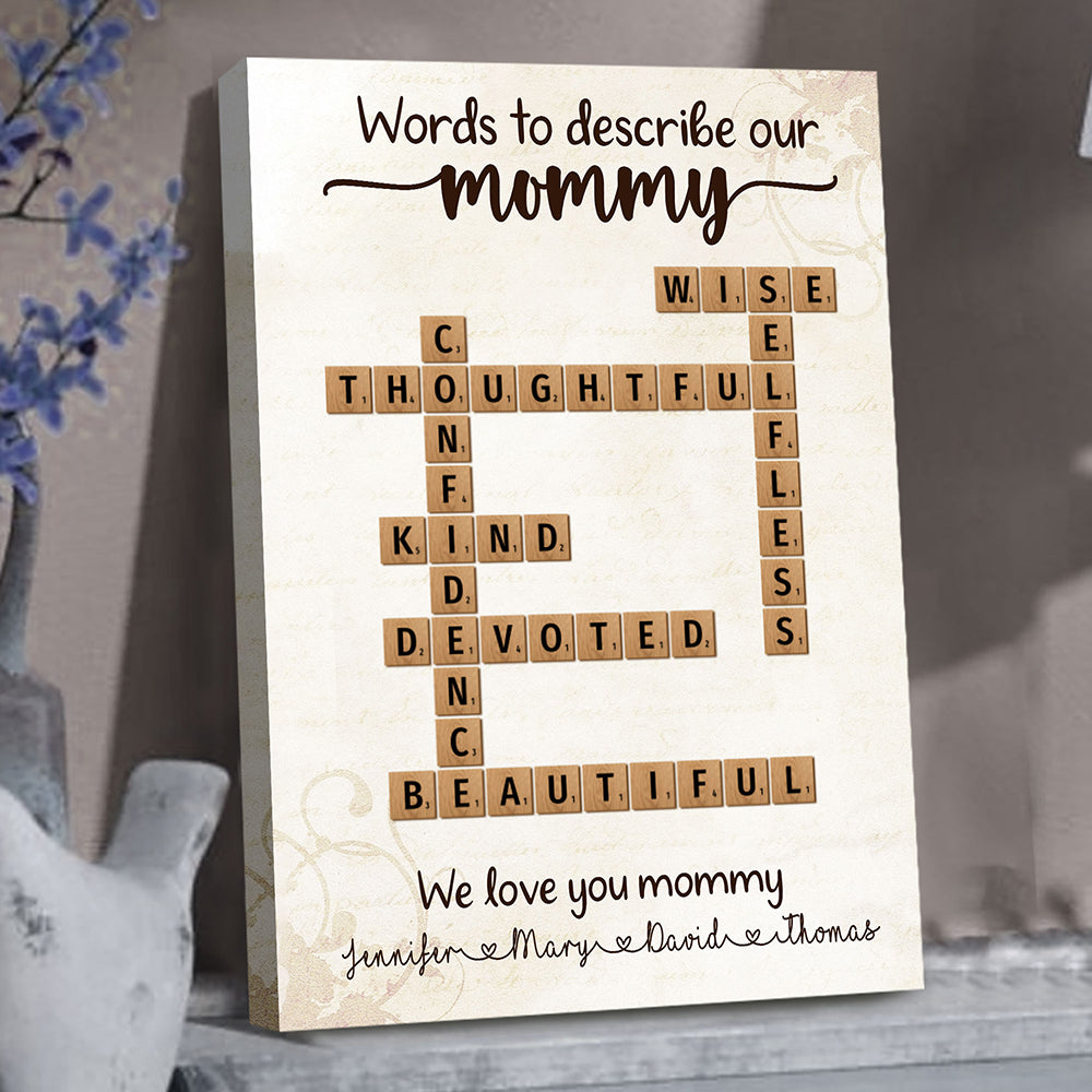 Words To Describe Mommy Crossword Canvas Personalized Gift For Mom