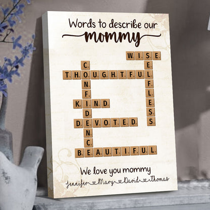 Words To Describe Mommy Crossword Canvas Personalized Gift For Mom