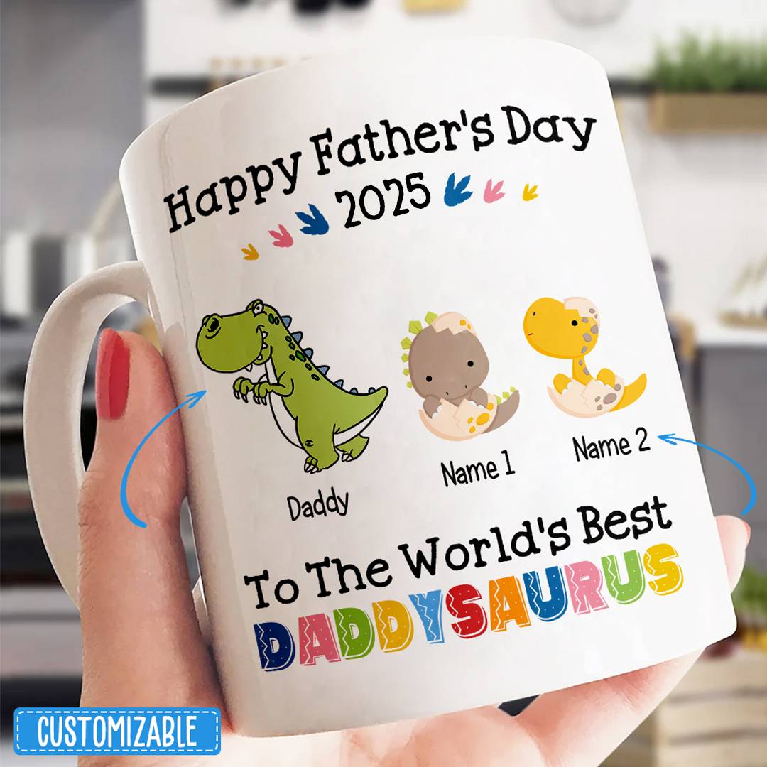 World's Best Daddysaurus Mug Personalized Father's Day Gift For Dad
