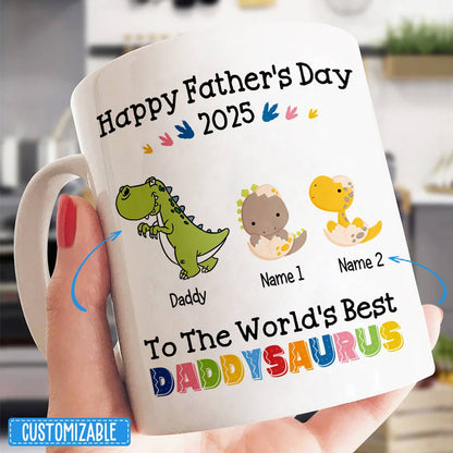 World's Best Daddysaurus Mug Personalized Father's Day Gift For Dad