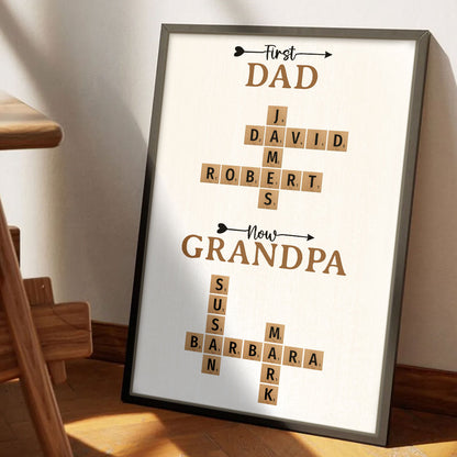 Now Grandpa Crossword Puzzle Poster Personalized Gift For Grandpa