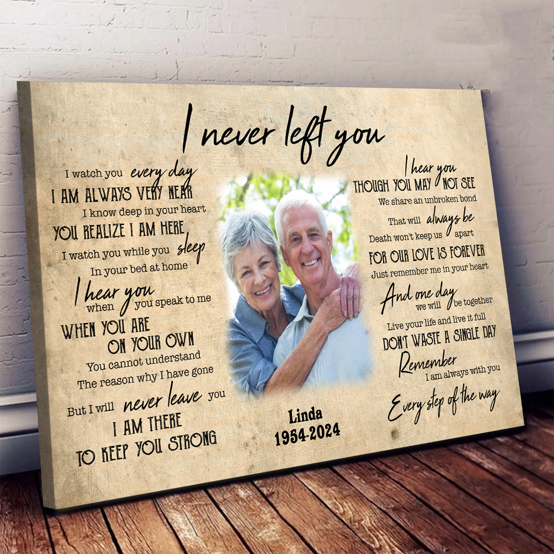 Never Left You Canvas Personalized Memorial Gift For Loss Of Dad Mom