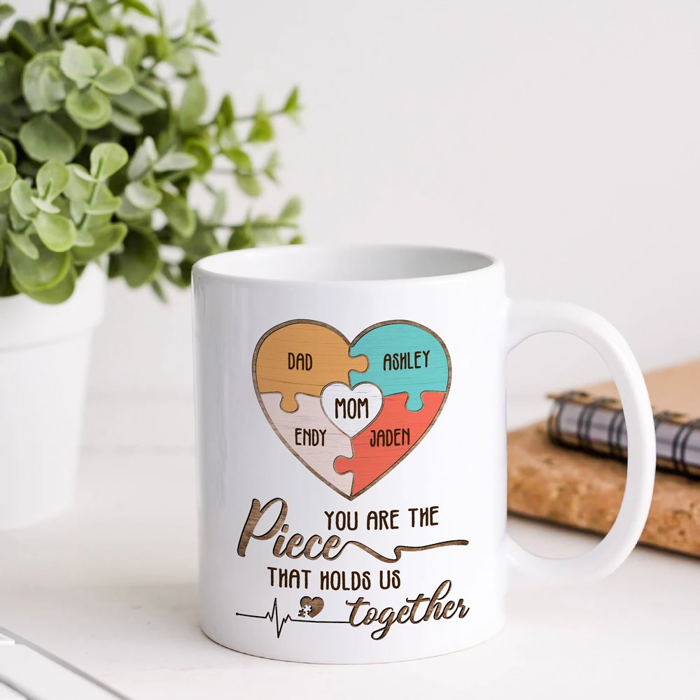 Mom Colorful Mother Heart Puzzle Meaningful Personalized Mug