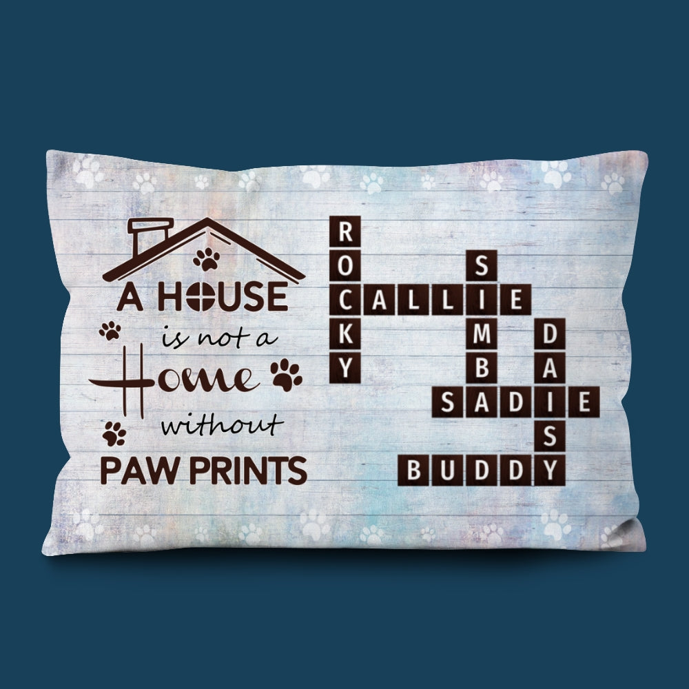 Pawprints Home Crossword Pillow Personalized Gift For Pet Lover
