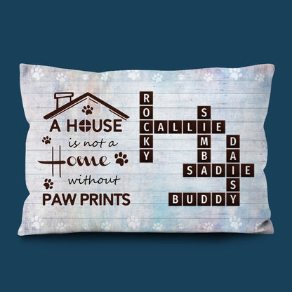 Pawprints Home Crossword Pillow Personalized Gift For Pet Lover