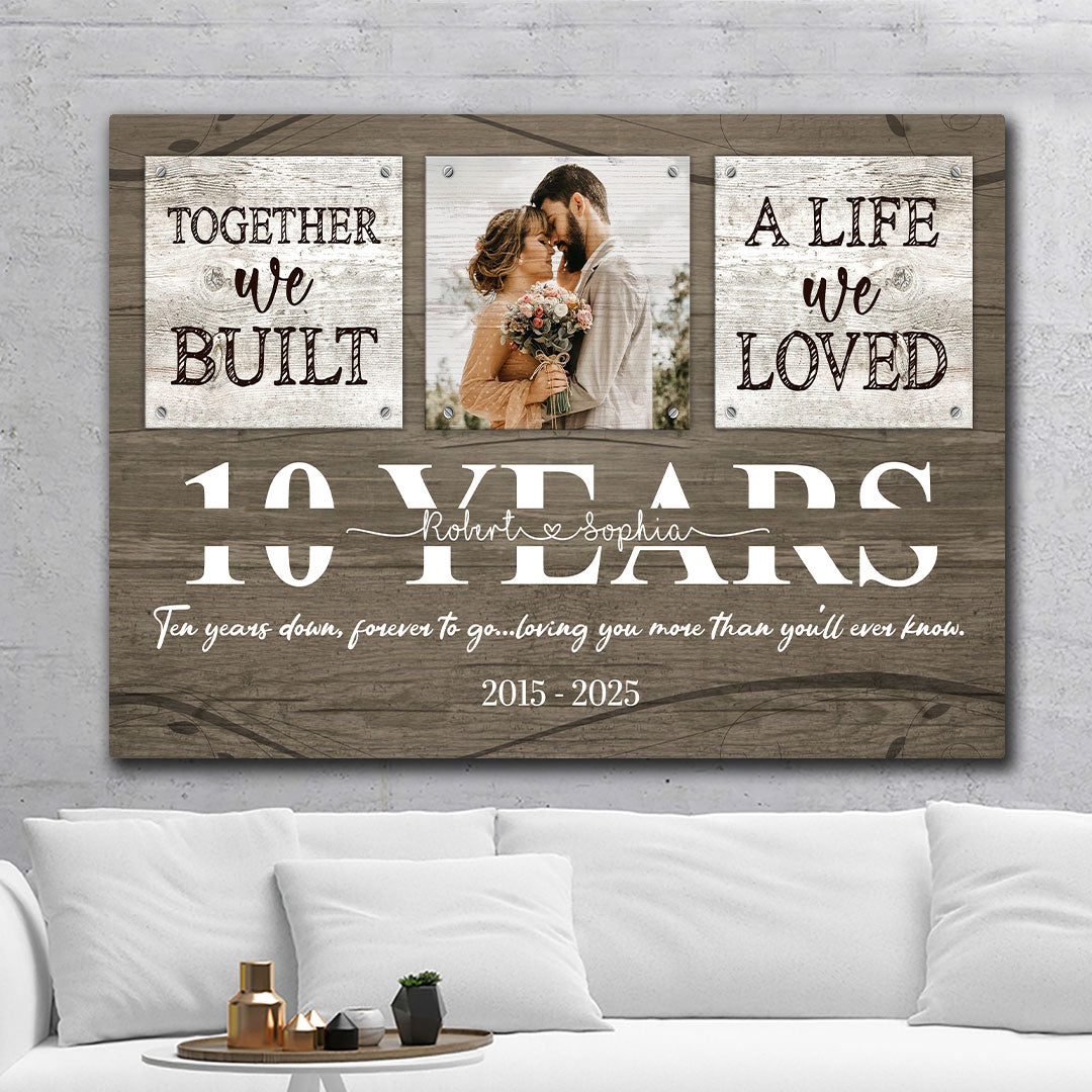10 Years Together Canvas Personalized Anniversary Gift For Her For Him