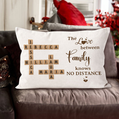 No Distance Love Crossword Puzzle Pillow Personalized Gift For Family
