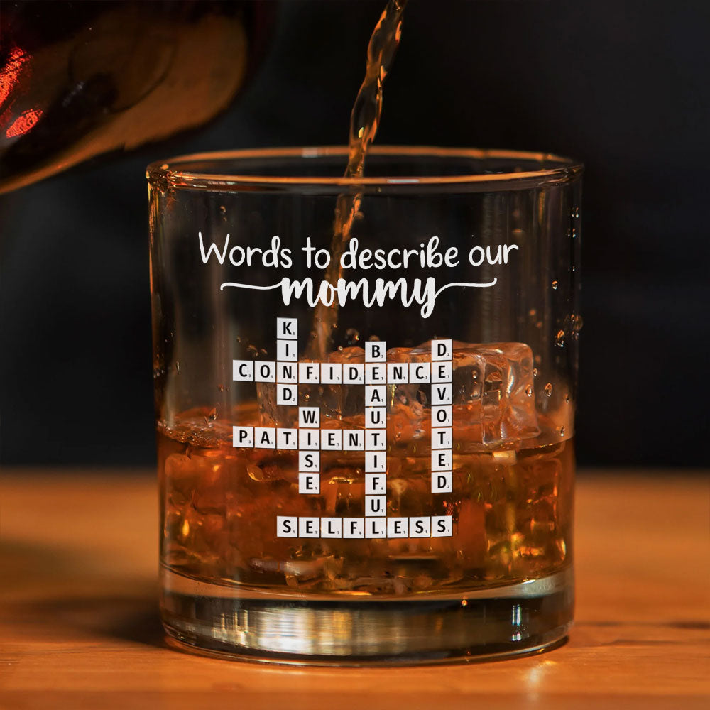 Words To Describe Mommy Crossword Whiskey Glass Personalized Gift For Mom