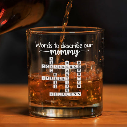 Words To Describe Mommy Crossword Whiskey Glass Personalized Gift For Mom