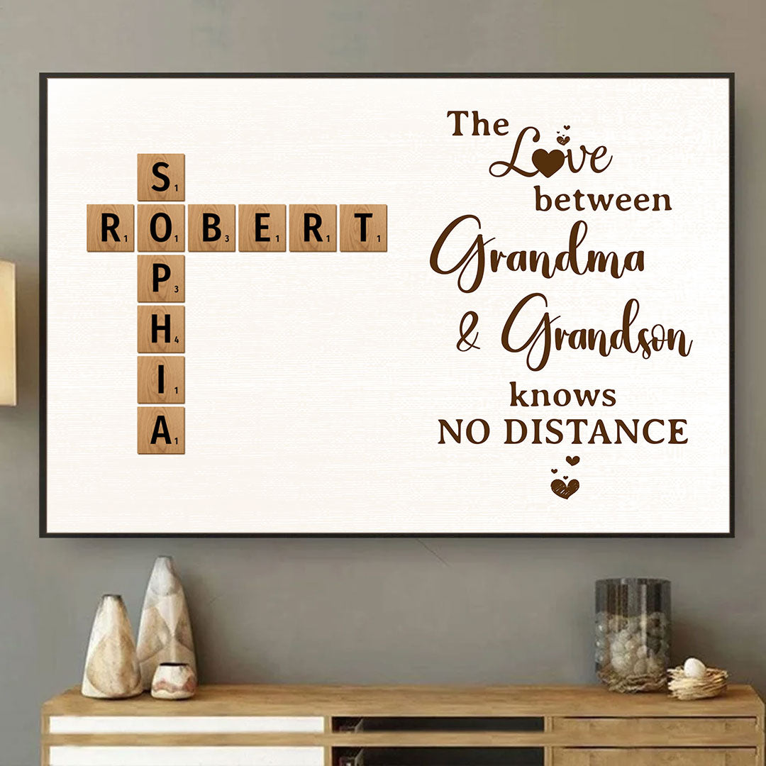 Grandma & Grandson No Distance Crossword Puzzle Personalized Poster For Grandma For Grandson