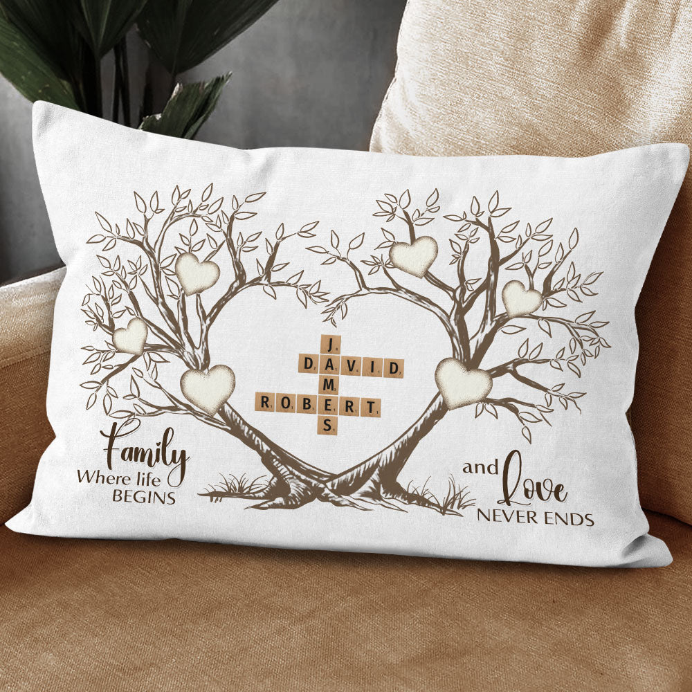 Love Never Ends Crossword Pillow Personalized Gift For Family