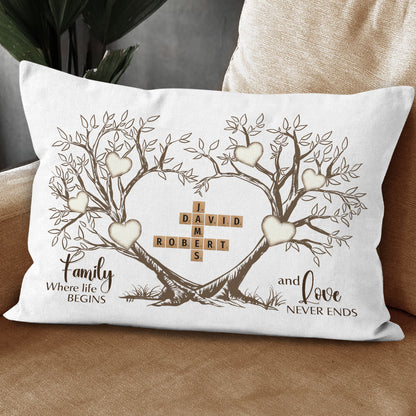 Love Never Ends Crossword Pillow Personalized Gift For Family