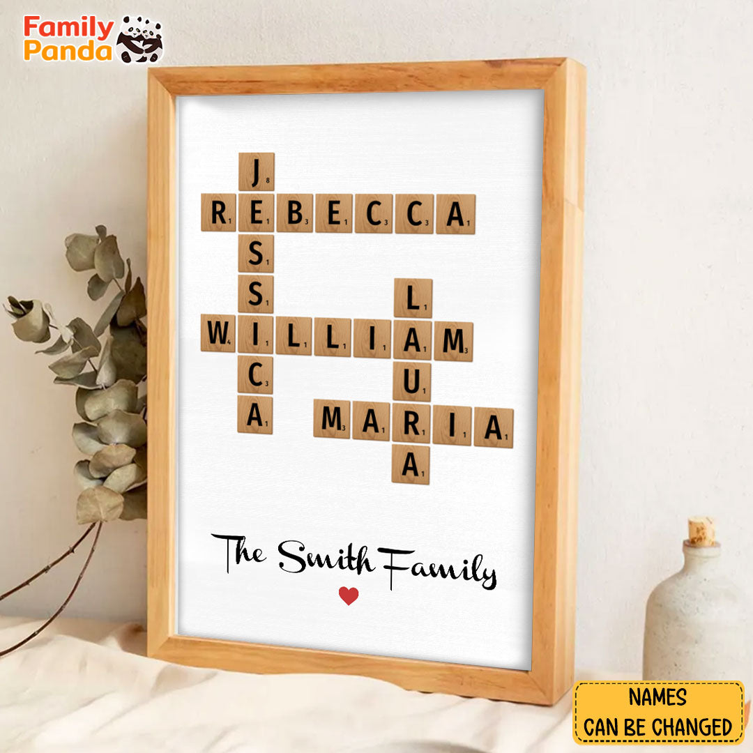 Family Names Crossword Puzzle Poster Personalized Gift For Family