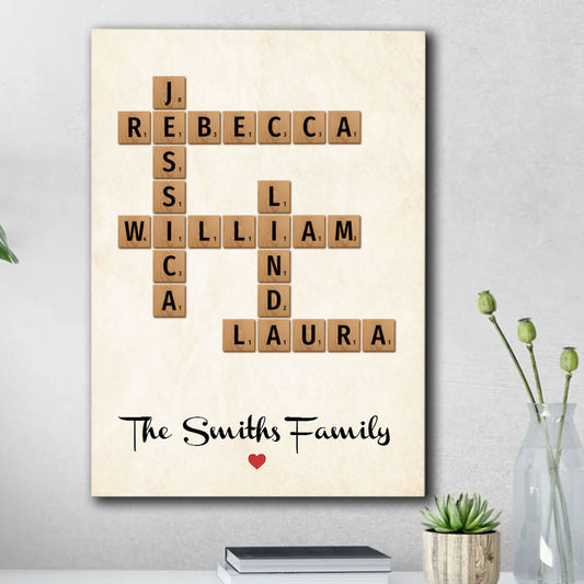 Family Name Crossword Puzzle Personalized Canvas For Family