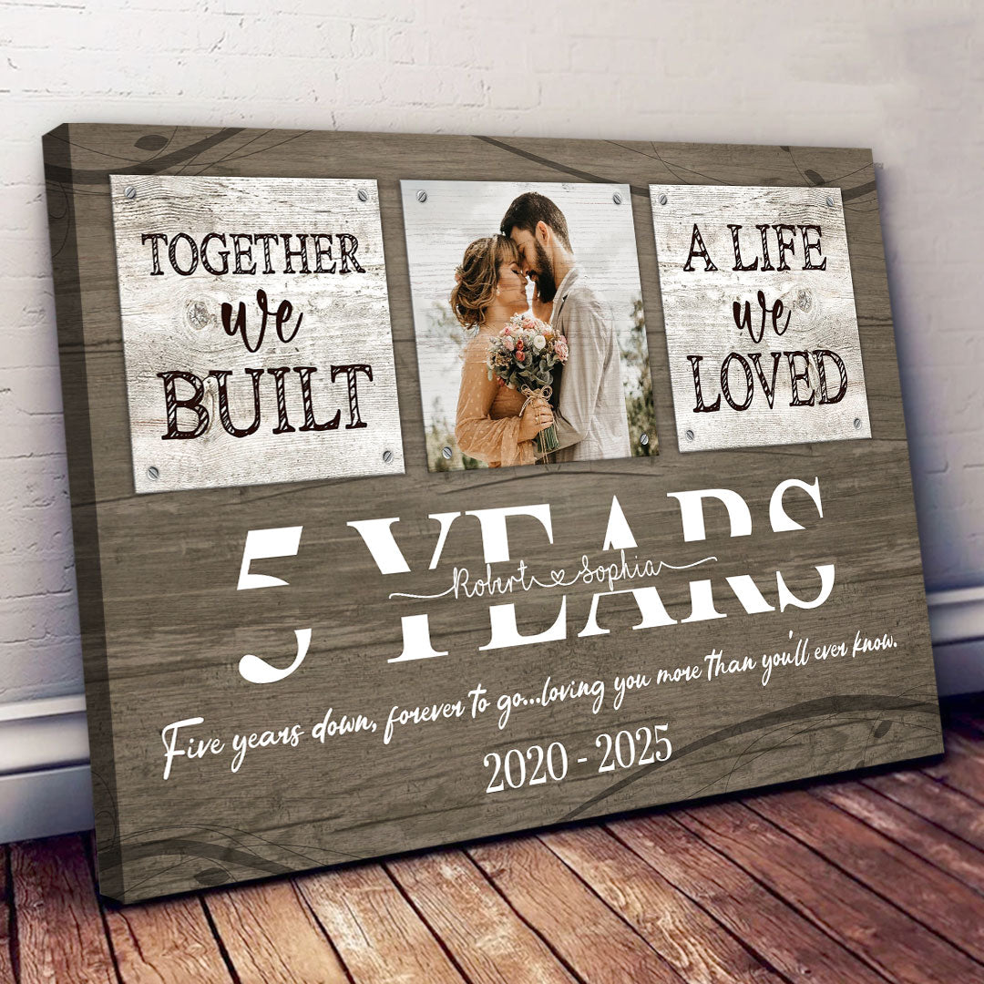 5 Years Together Canvas Personalized Anniversary Gift For Her For Him