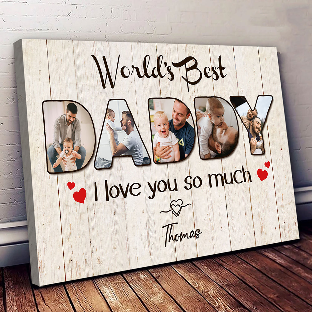 World's Best Daddy Personalized Photo Canvas Gift For Dad