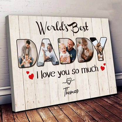 World's Best Daddy Personalized Photo Canvas Gift For Dad