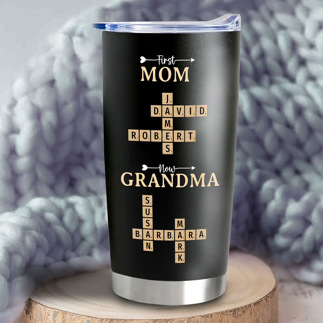 Now Grandma Crossword Puzzle Fat Tumbler Personalized Gift For Grandma