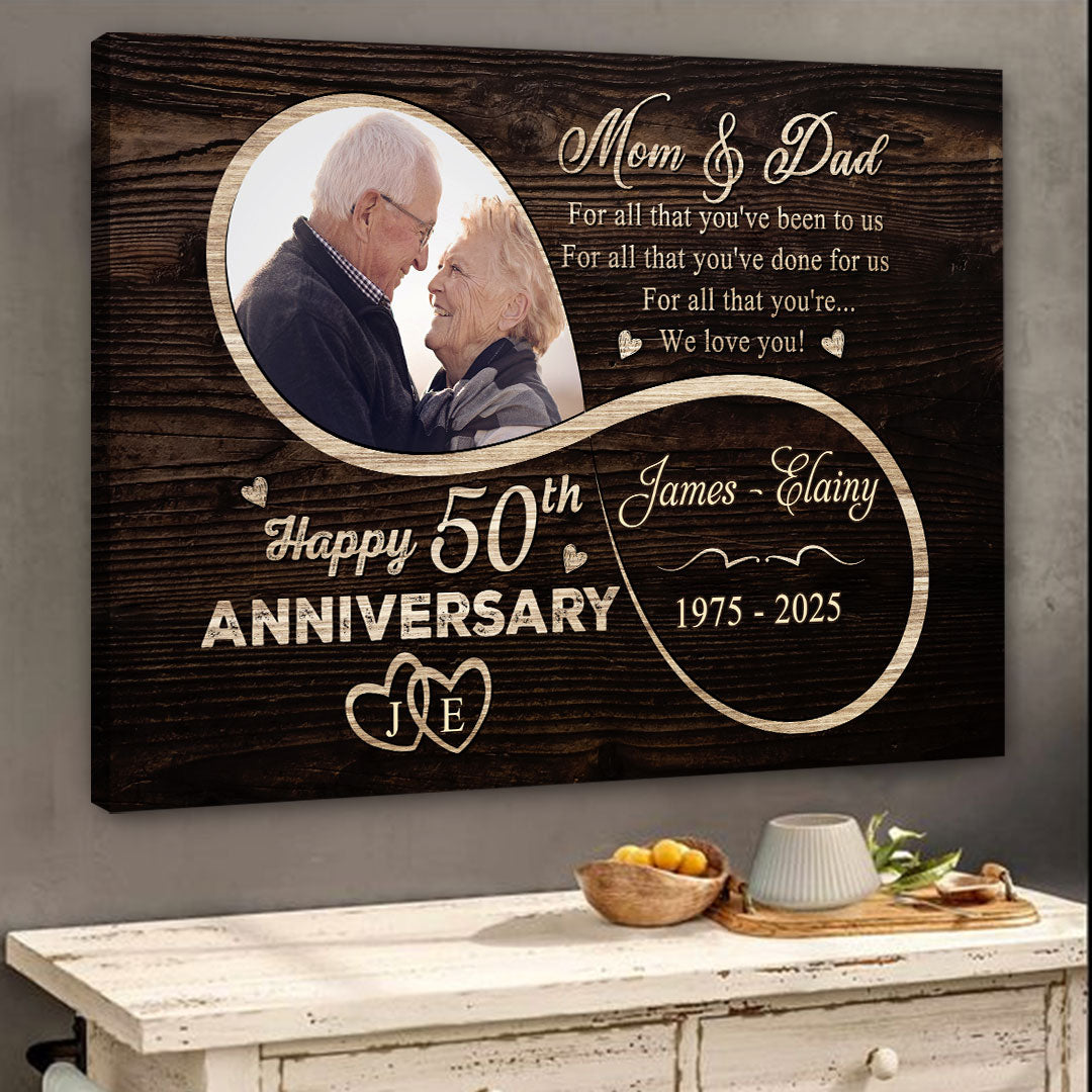Mom Dad We Love You 50th Anniversary Personalized Canvas For Parent
