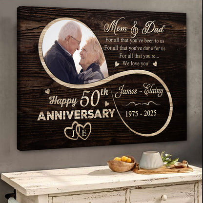 Mom Dad We Love You 50th Anniversary Personalized Canvas For Parent