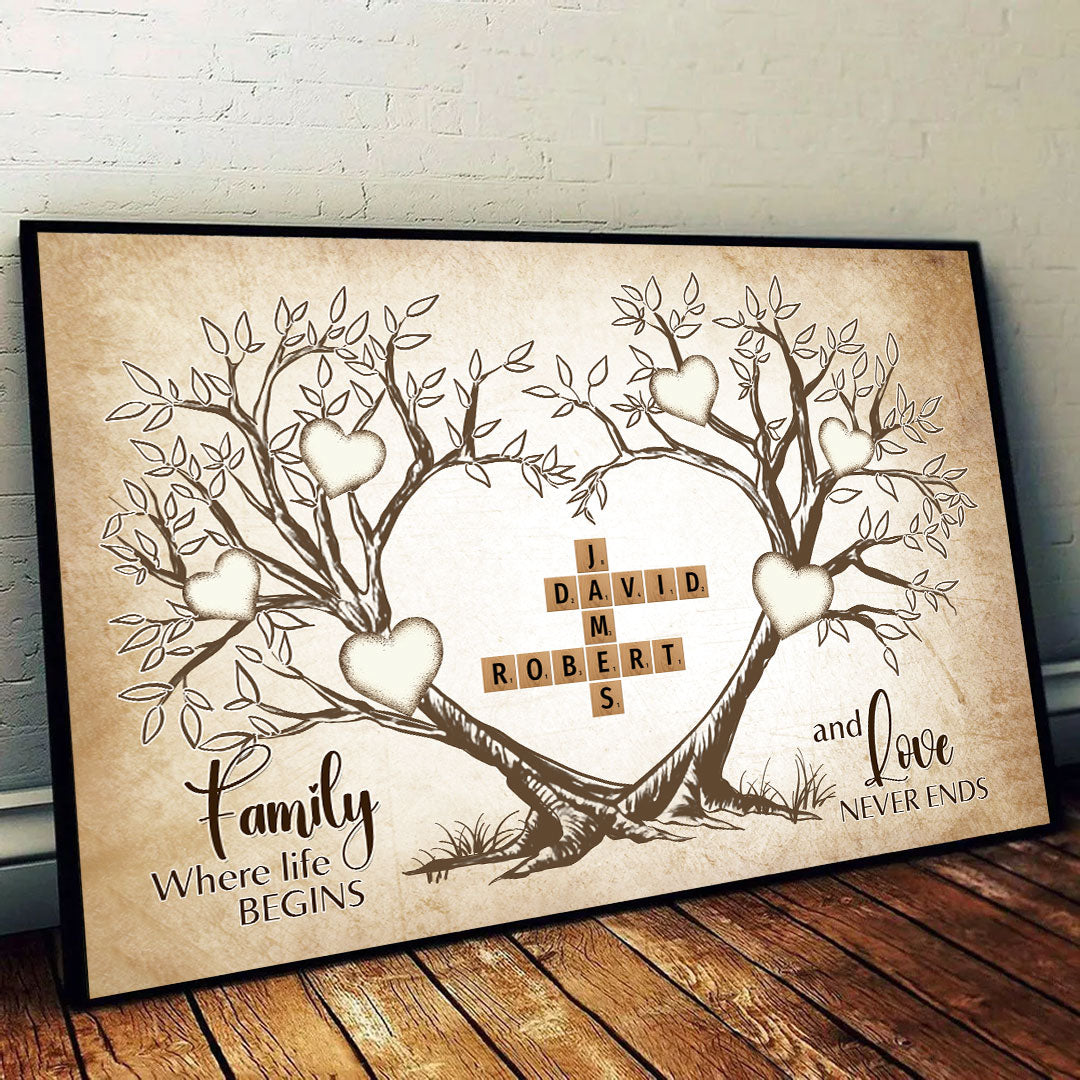 Love Never Ends Crossword Puzzle Poster Personalized Gift For Family