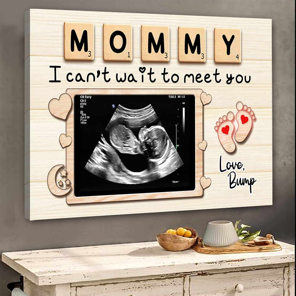 Mommy I Can't Wait To Meet You Canvas Personalized Gift For Mom To Be