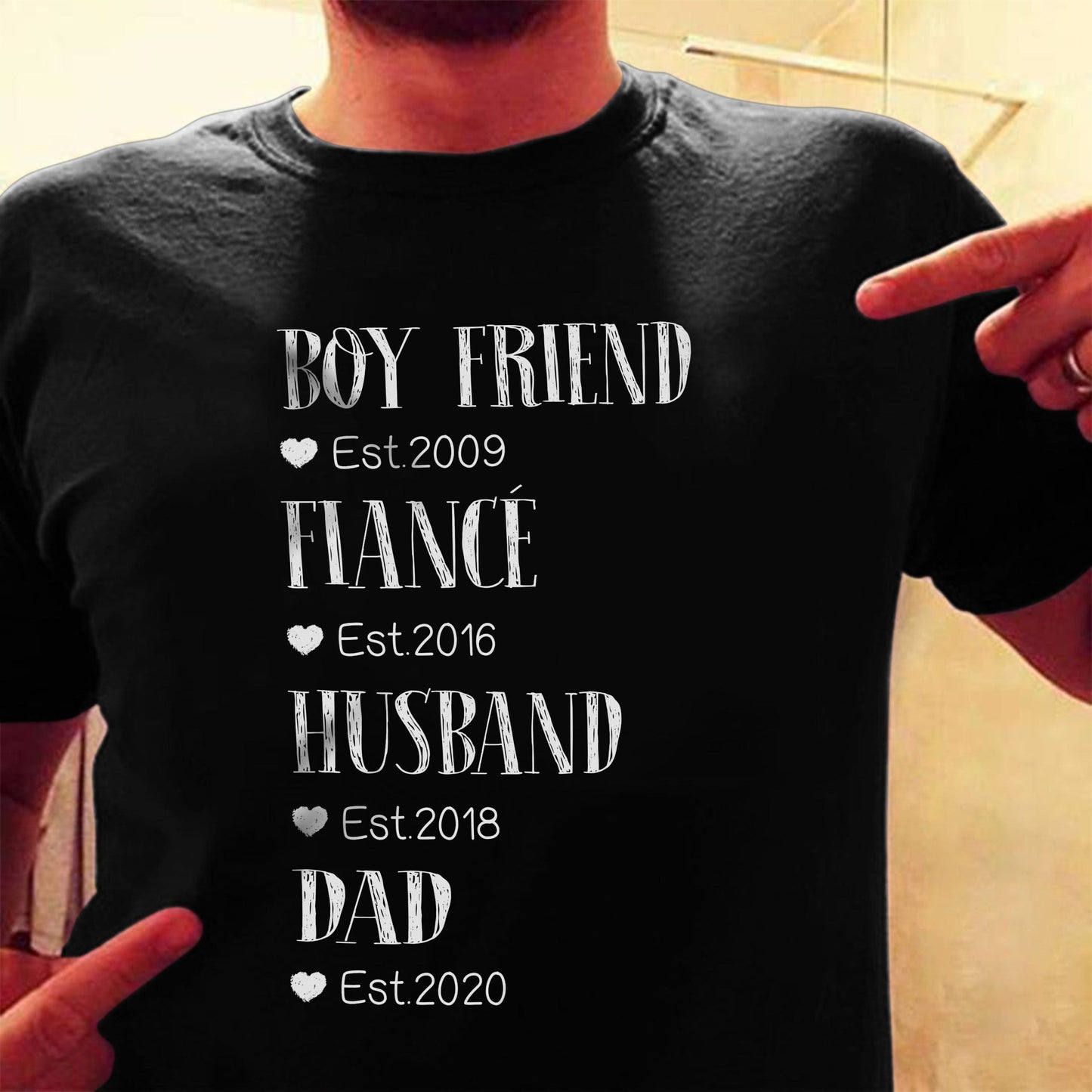 Personalized Gift For New Dad Est Dark T Shirt For First-time Dad