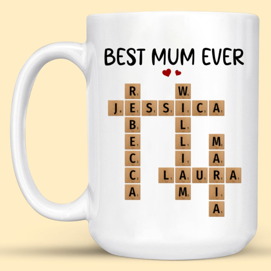 Best Mum Ever Crossword Puzzle Mug Personalized Gift For Mother
