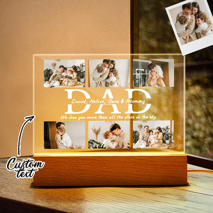 Dad We Love You Night Light, Acrylic Photo Lamp Engraved Night Light, Personalized Gifts For Dad