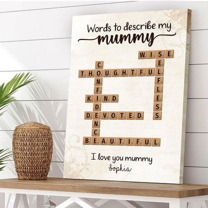 Words To Describe Mummy Crossword Canvas Personalized Gift For Mum